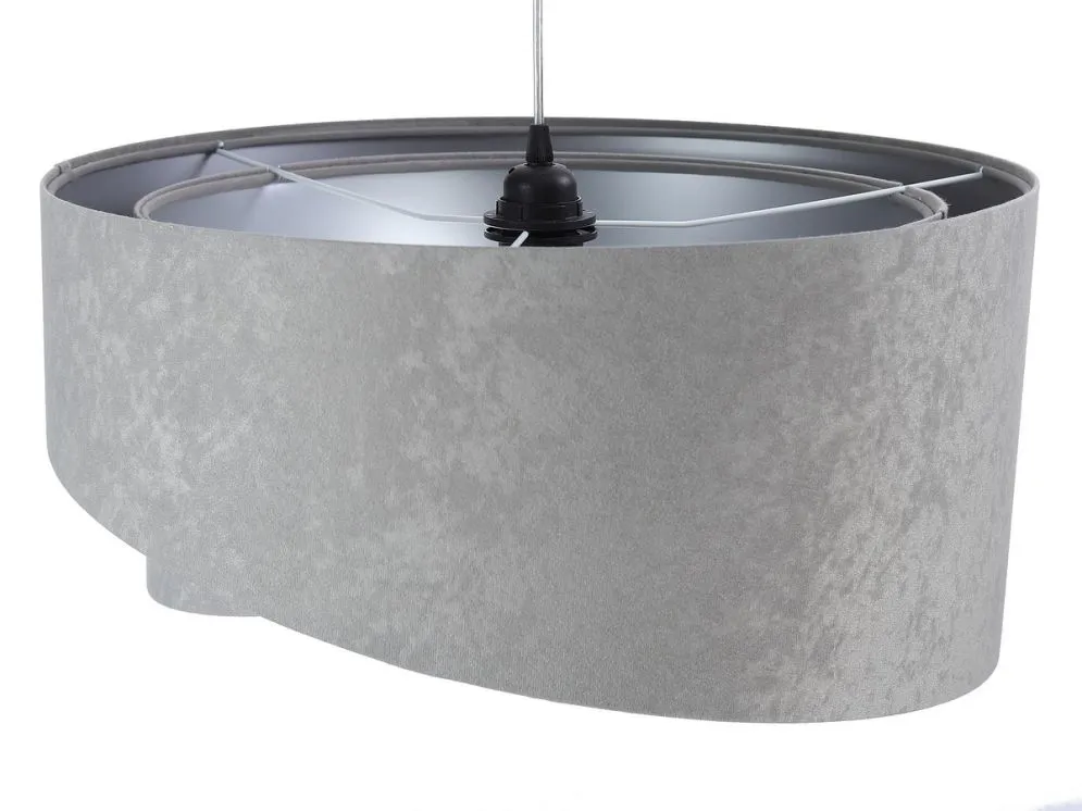 Lampa wisząca GEMSTONE szara/srebrna welurowa asymetryczna | MIRAT. w stylu kolekcja