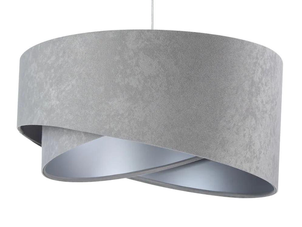 Lampa wisząca GEMSTONE szara/srebrna welurowa asymetryczna | MIRAT. w stylu kolekcja