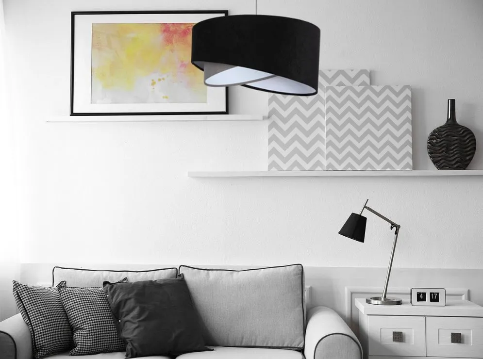 Lampa wisząca SHAPELESS czarna/szara/biała welurowa trzykolorowa | MIRAT. w stylu kolekcja