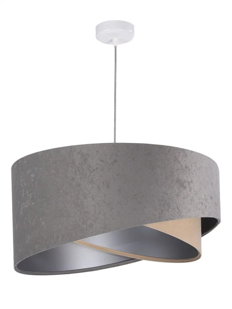 Lampa wisząca SILVERY szara/beżowa/srebrna asymetryczna aksamitna | MIRAT. w stylu kolekcja