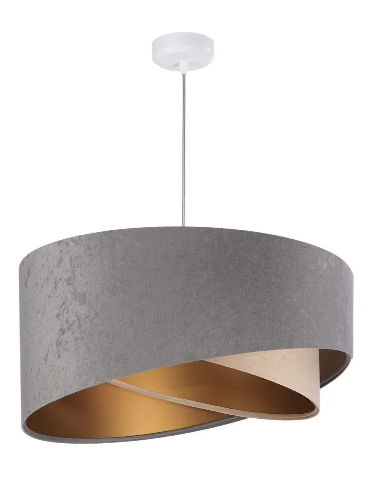 Lampa wisząca SILVERY szara/beżowa/złota nowoczesna welurowa | MIRAT. w stylu kolekcja