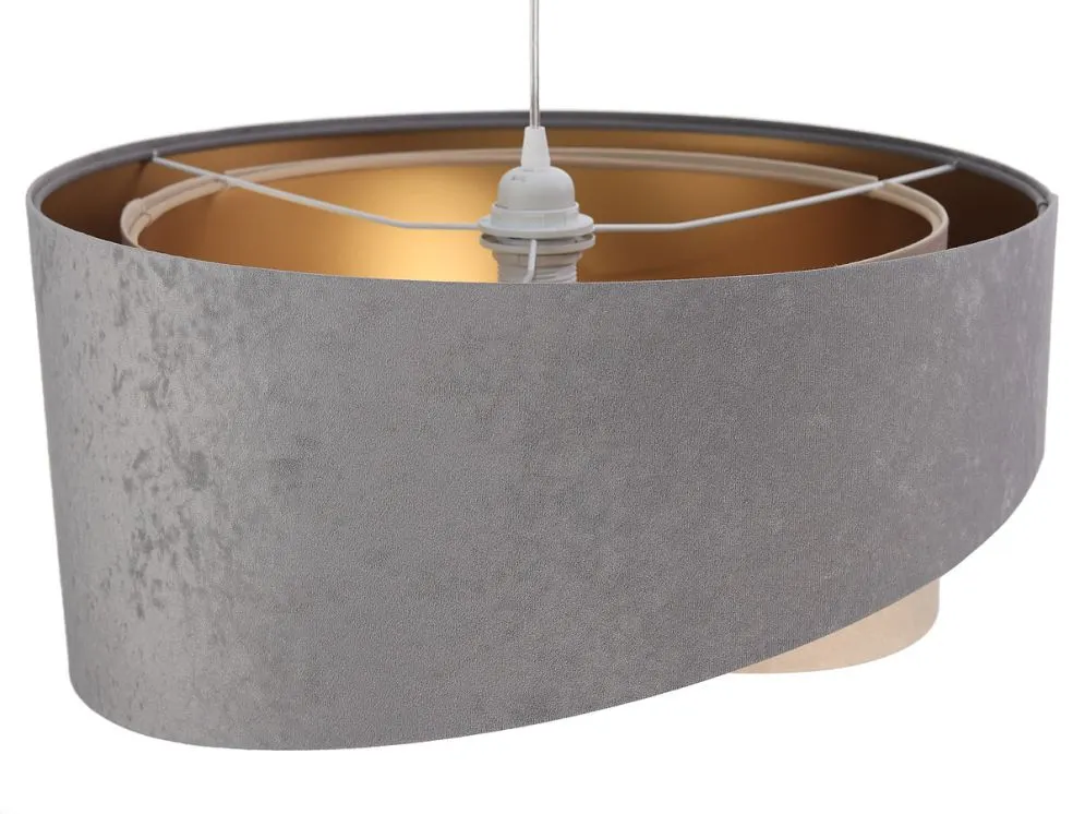 Lampa wisząca SILVERY szara/beżowa/złota nowoczesna welurowa | MIRAT. w stylu kolekcja