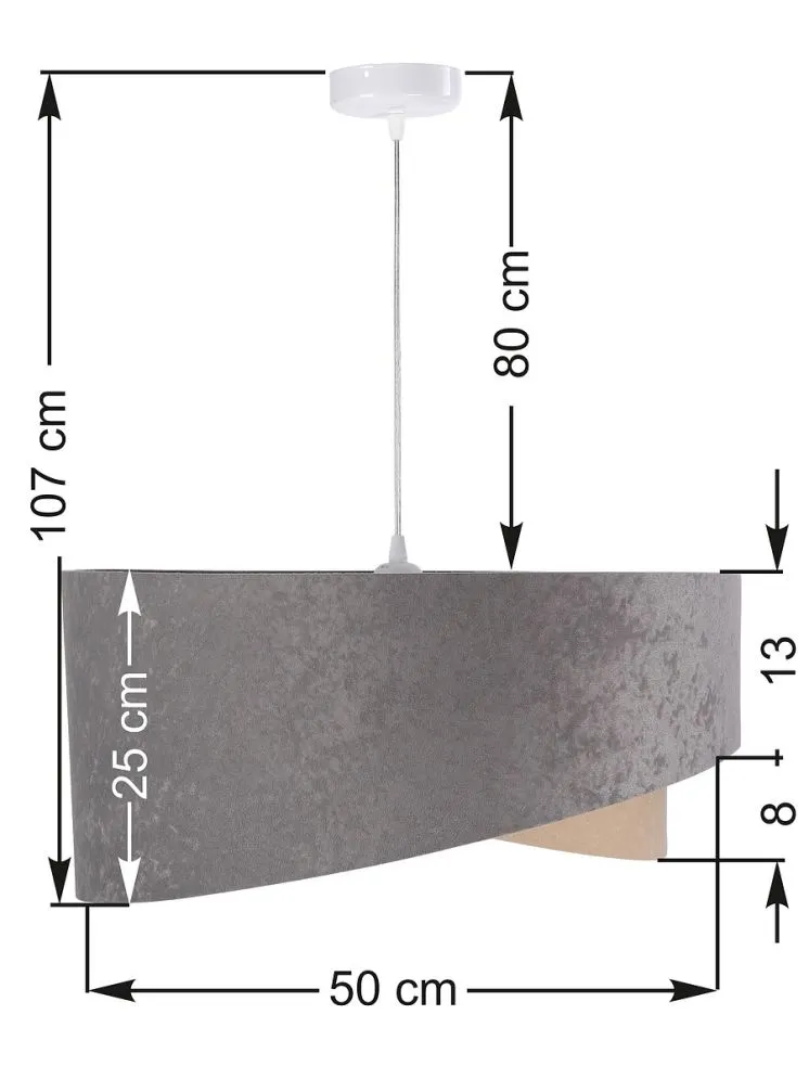 Lampa wisząca SILVERY szara/beżowa/złota nowoczesna welurowa | MIRAT. w stylu kolekcja