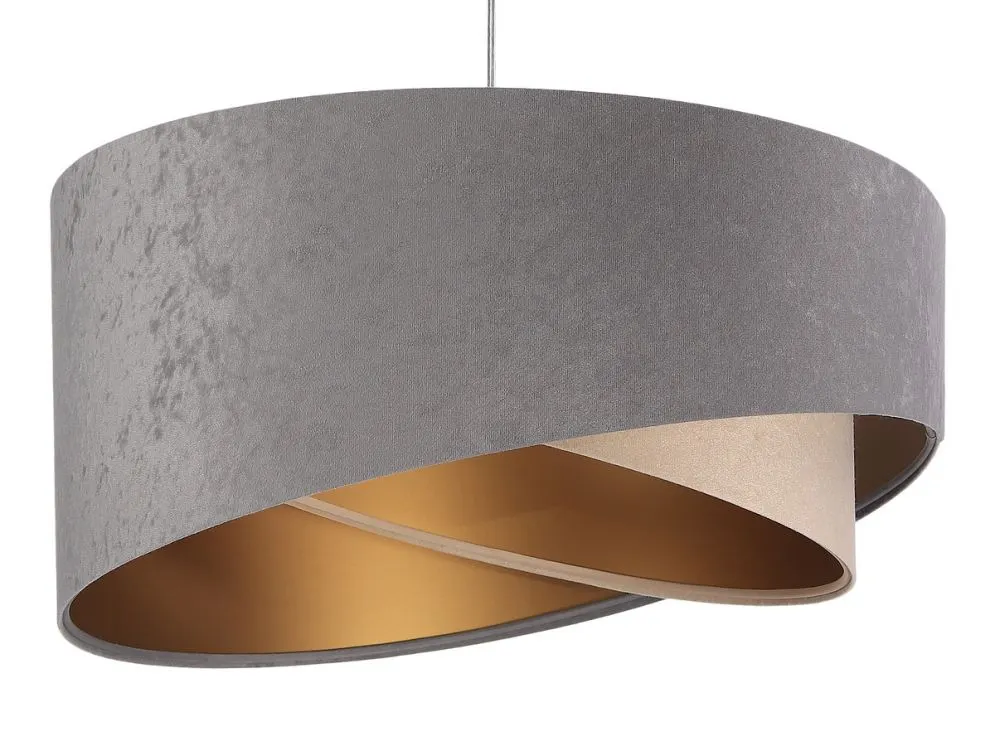 Lampa wisząca SILVERY szara/beżowa/złota nowoczesna welurowa | MIRAT. w stylu kolekcja