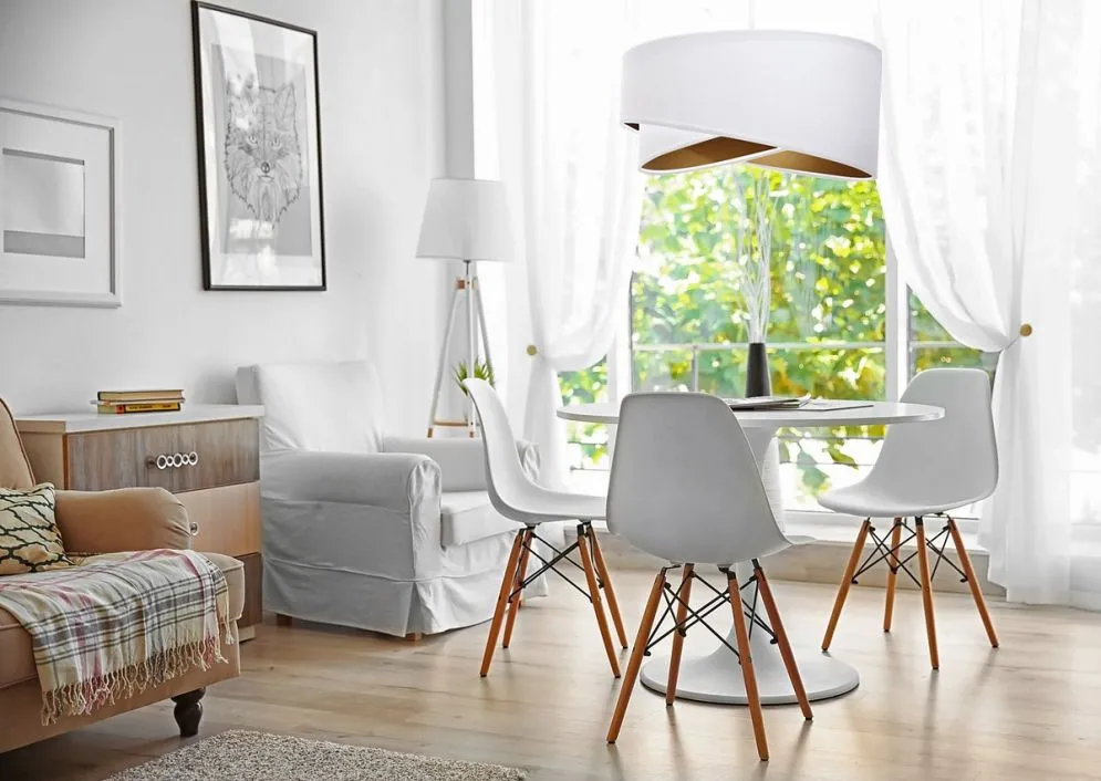 Lampa wisząca GEMSTONE biała/złota welurowa w stylu glamour | MIRAT. w stylu kolekcja