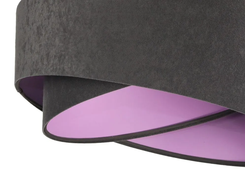 Lampa wisząca GEMSTONE GRAY grafitowa/fioletowa pokryta welurem | MIRAT. w stylu kolekcja