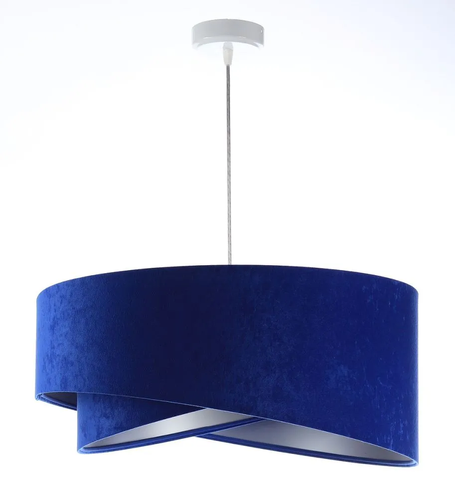 Lampa wisząca GEMSTONE niebieska/srebrna welurowa dwukolorowa | MIRAT. w stylu kolekcja