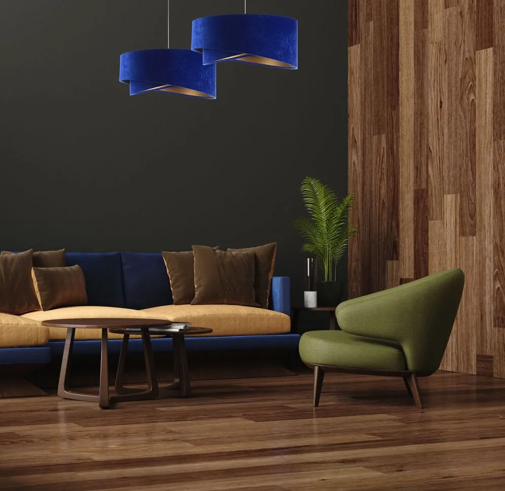 Lampa wisząca GEMSTONE niebieska/złota asymetryczna do salonu | MIRAT. w stylu kolekcja