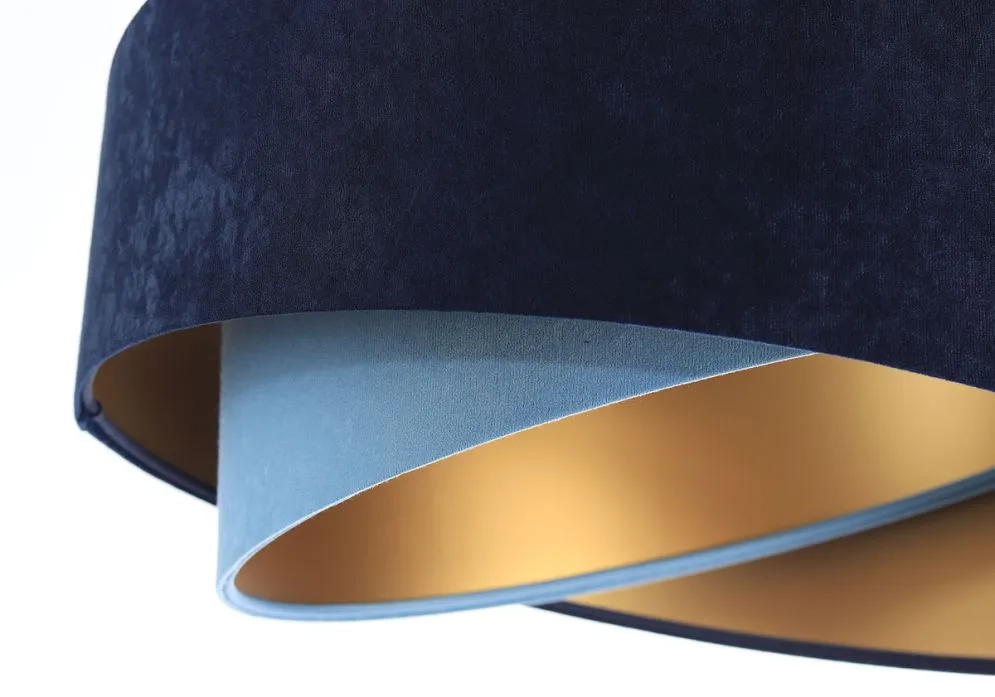 Lampa wisząca THUNDERCLOUD BLUE granatowa/złota welurowa asymetryczna | MIRAT. w stylu kolekcja