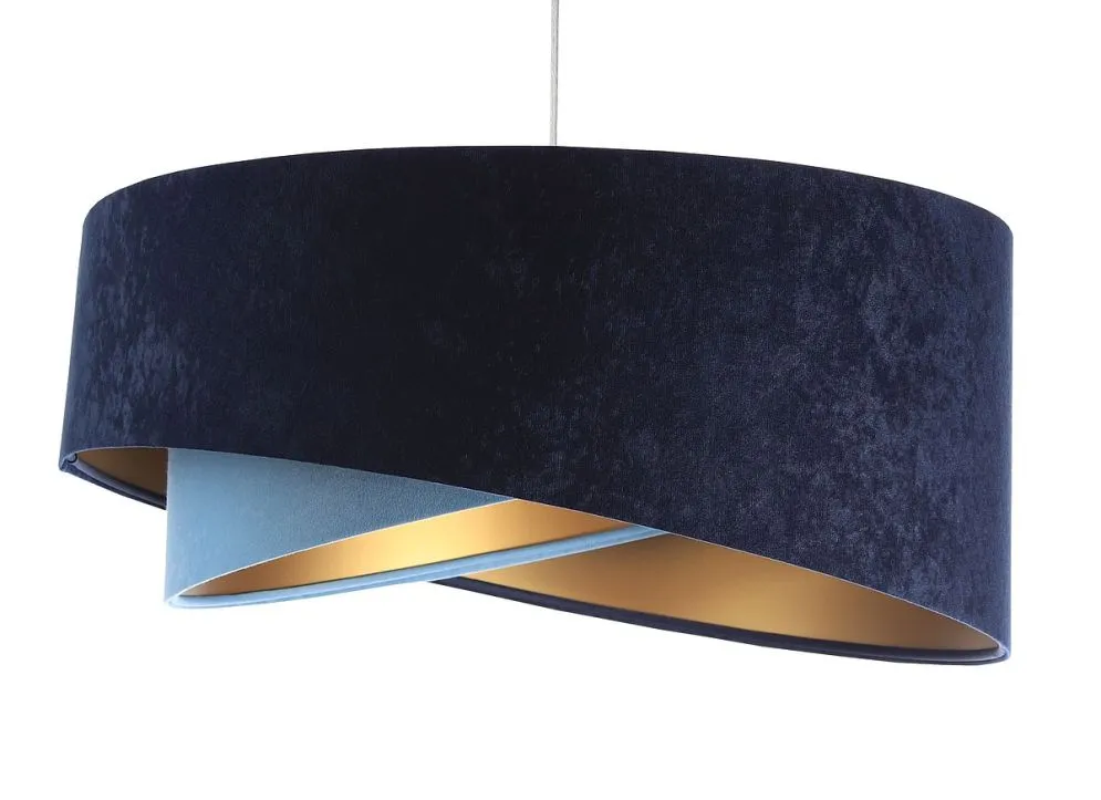 Lampa wisząca THUNDERCLOUD BLUE granatowa/złota welurowa asymetryczna | MIRAT. w stylu kolekcja