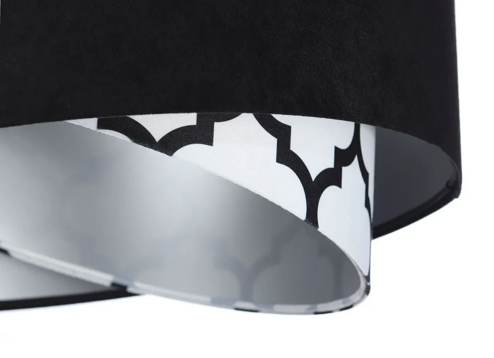 Lampa wisząca BLACK VELVET czarna/srebrna aksamitna do salonu | MIRAT. w stylu kolekcja