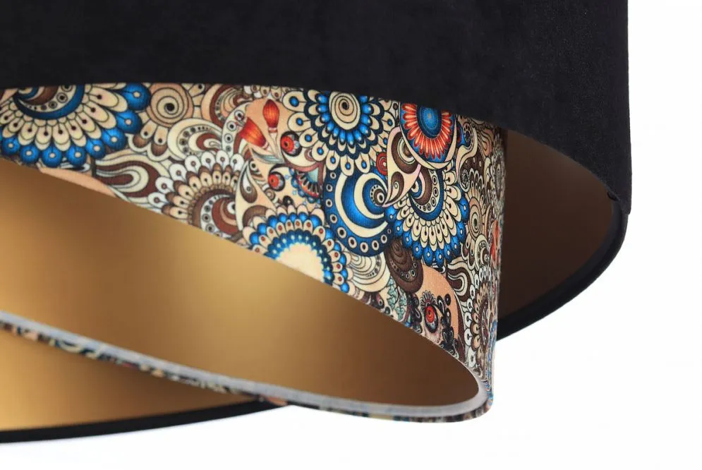 Lampa wisząca BLACK PATTERN czarna/złota welurowa asymetryczna | MIRAT. w stylu kolekcja