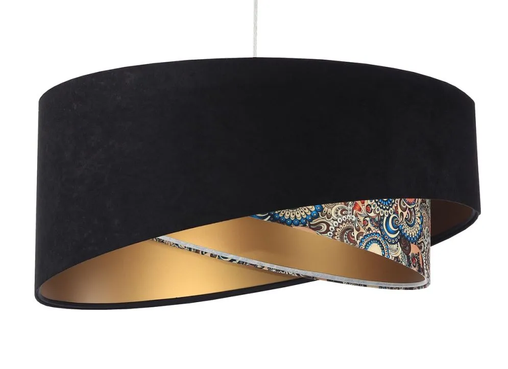 Lampa wisząca BLACK PATTERN czarna/złota welurowa asymetryczna | MIRAT. w stylu kolekcja
