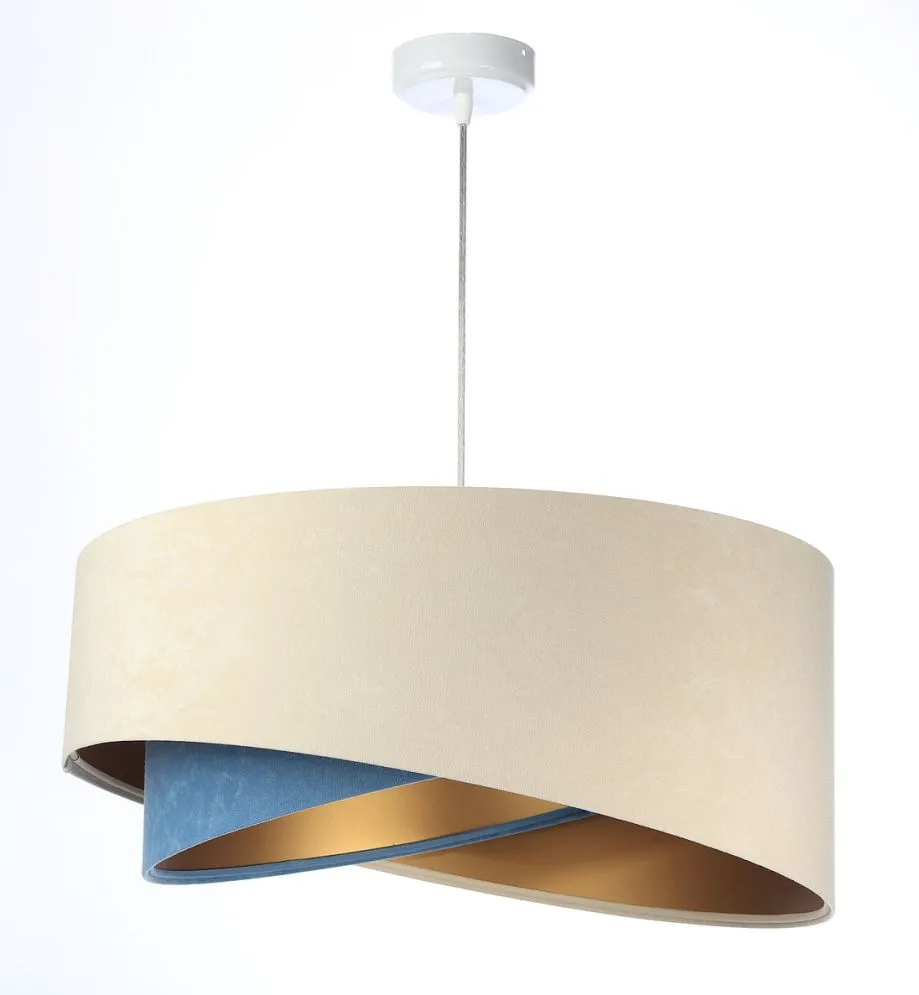 Lampa wisząca BEIGE beżowa/niebieska/złota do salonu | MIRAT. w stylu kolekcja