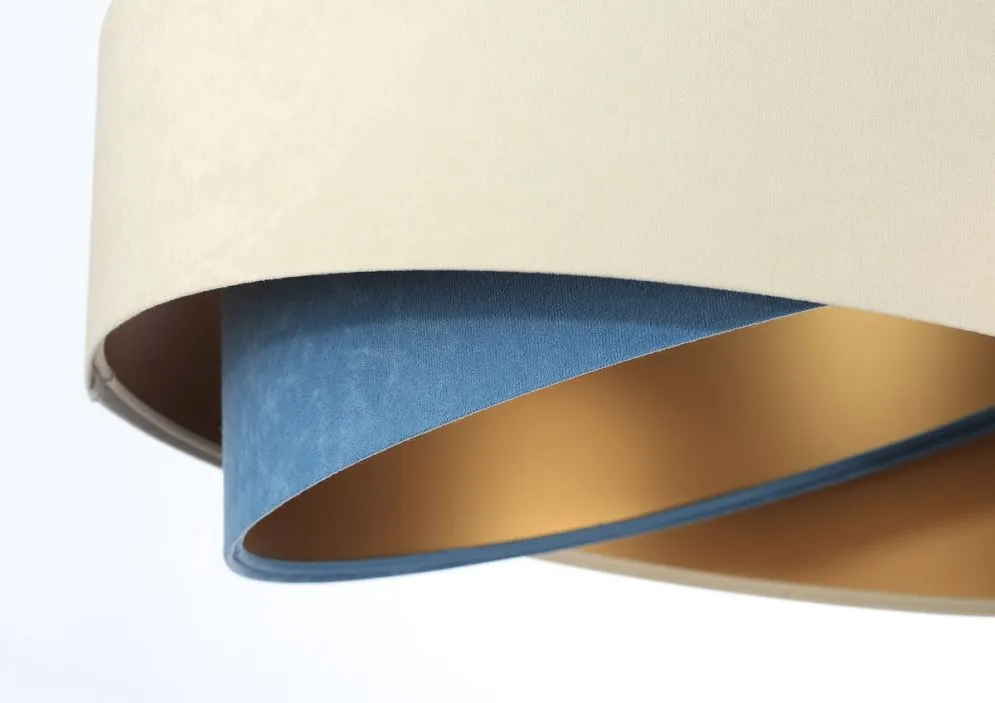 Lampa wisząca BEIGE beżowa/niebieska/złota do salonu | MIRAT. w stylu kolekcja