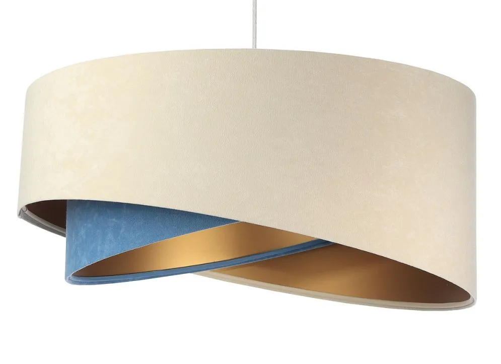 Lampa wisząca BEIGE beżowa/niebieska/złota do salonu | MIRAT. w stylu kolekcja