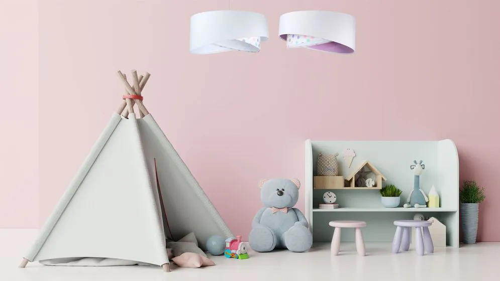 Lampa wisząca SPECK biała welurowa w kropki | MIRAT. w stylu kolekcja