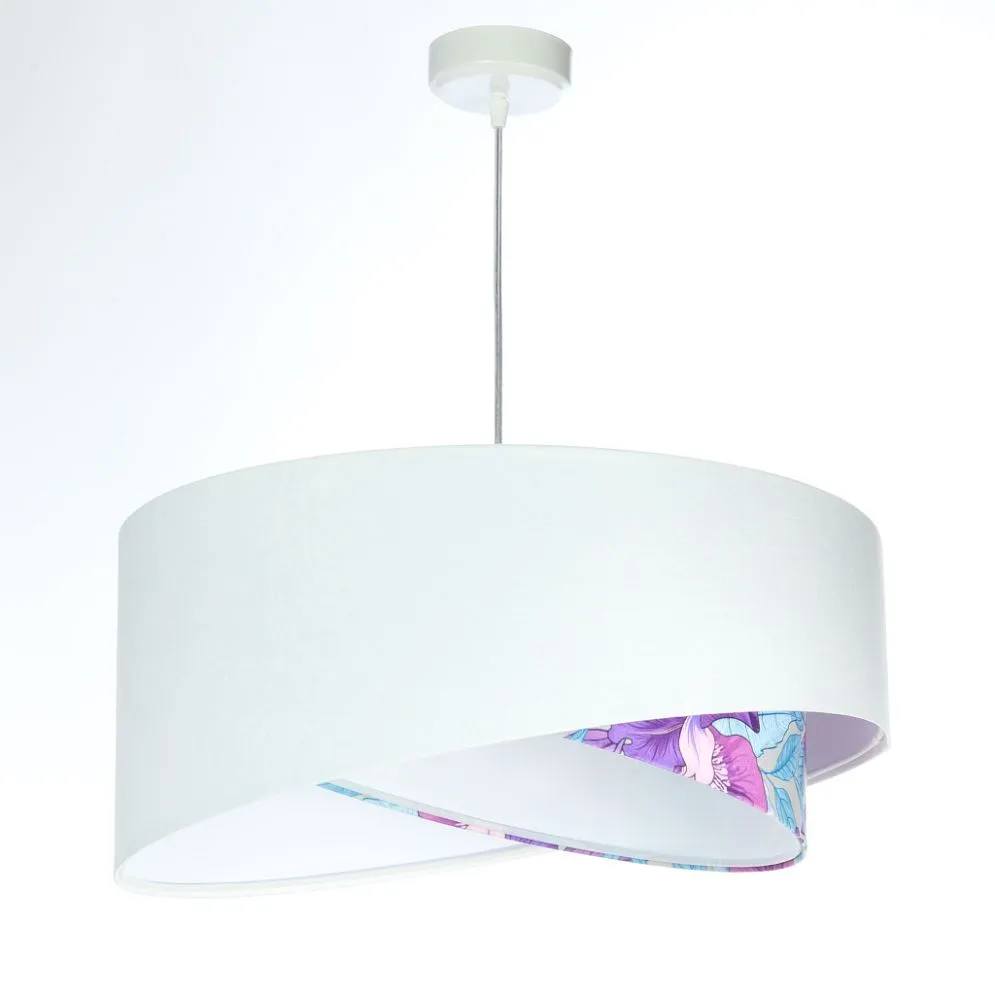Lampa wisząca BLEACH biała z kwiatowym motywem welurowa | MIRAT. w stylu kolekcja