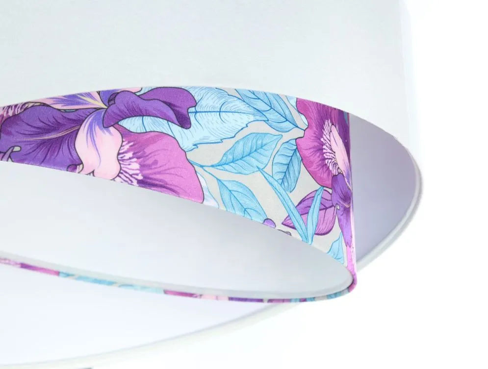 Lampa wisząca BLEACH biała z kwiatowym motywem welurowa | MIRAT. w stylu kolekcja