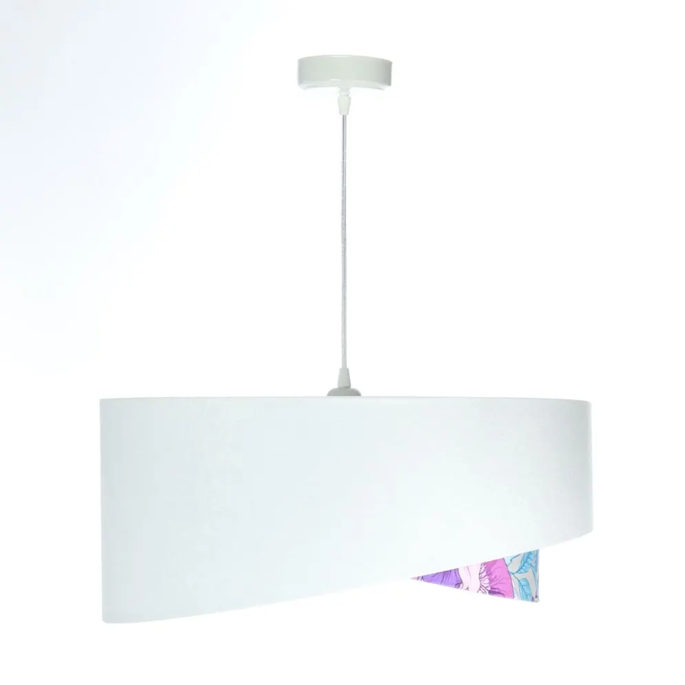 Lampa wisząca BLEACH biała z kwiatowym motywem welurowa | MIRAT. w stylu kolekcja