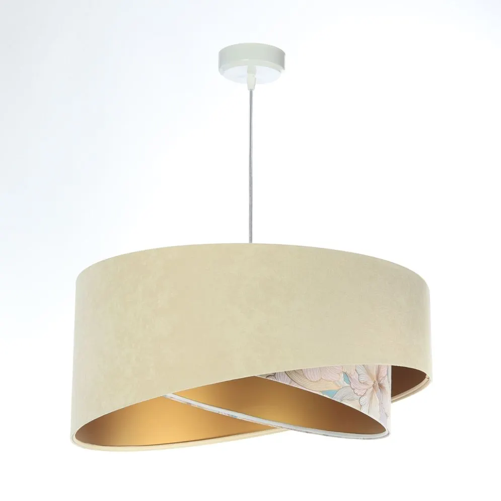 Lampa wisząca SAND FLOWER 2 beżowa/złota welurowa do jadalni | MIRAT. w stylu kolekcja