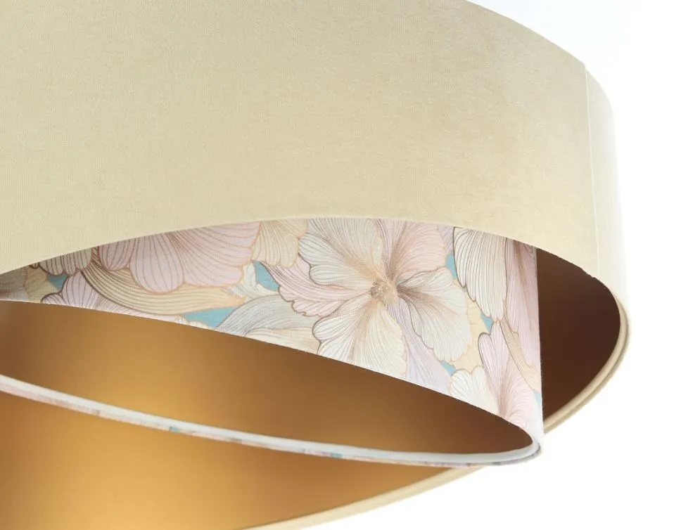 Lampa wisząca SAND FLOWER 2 beżowa/złota welurowa do jadalni | MIRAT. w stylu kolekcja