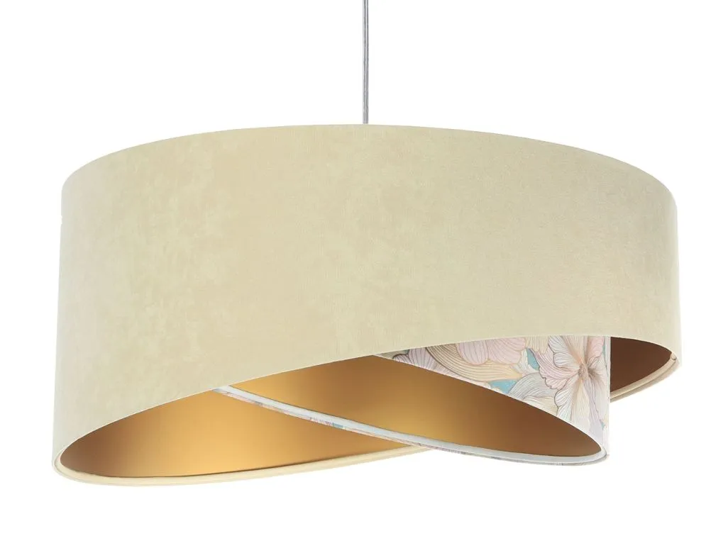 Lampa wisząca SAND FLOWER 2 beżowa/złota welurowa do jadalni | MIRAT. w stylu kolekcja