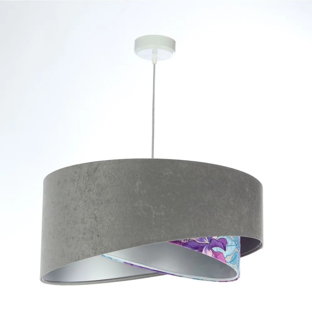 Lampa wisząca GRAY FLOWER szara/srebrna asymetryczna podwójny abażur | MIRAT. w stylu kolekcja