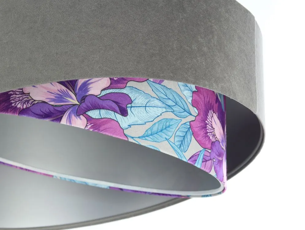 Lampa wisząca GRAY FLOWER szara/srebrna asymetryczna podwójny abażur | MIRAT. w stylu kolekcja