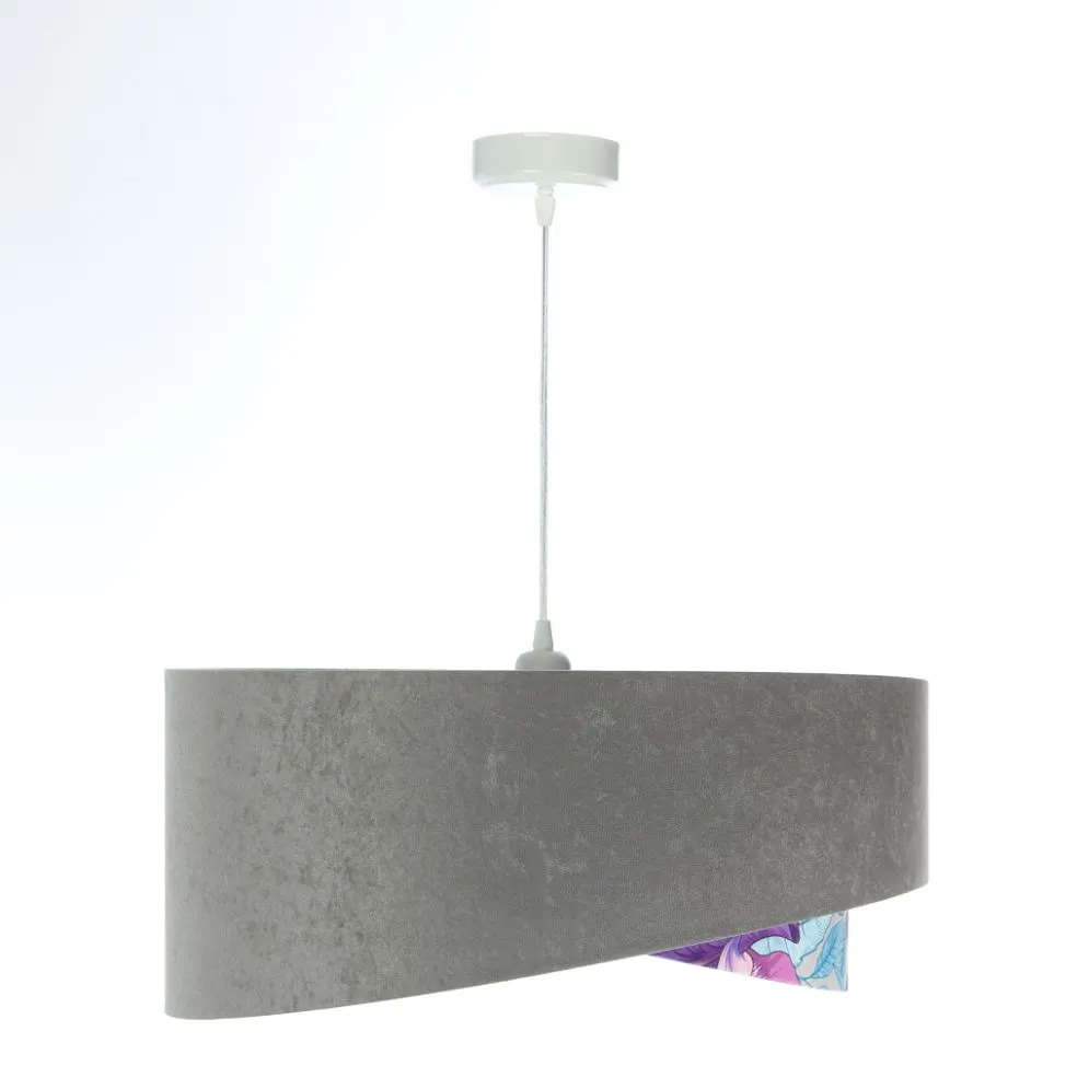 Lampa wisząca GRAY FLOWER szara/srebrna asymetryczna podwójny abażur | MIRAT. w stylu kolekcja