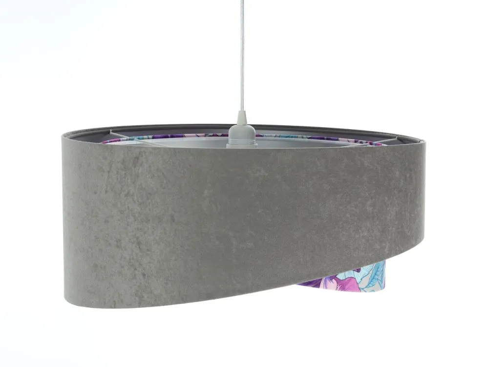 Lampa wisząca GRAY FLOWER szara/srebrna asymetryczna podwójny abażur | MIRAT. w stylu kolekcja