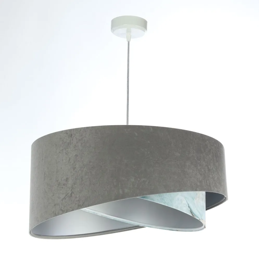 Lampa wisząca GRAY SEA szara/srebrna welurowa elegancka | MIRAT. w stylu kolekcja