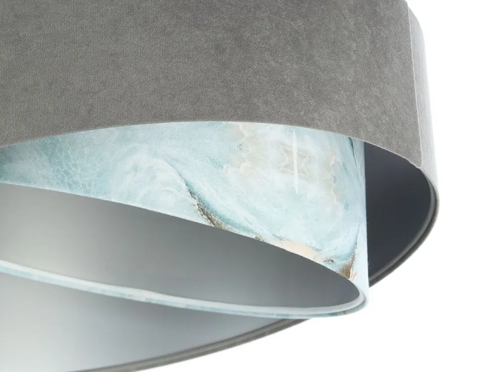 Lampa wisząca GRAY SEA szara/srebrna welurowa elegancka | MIRAT. w stylu kolekcja