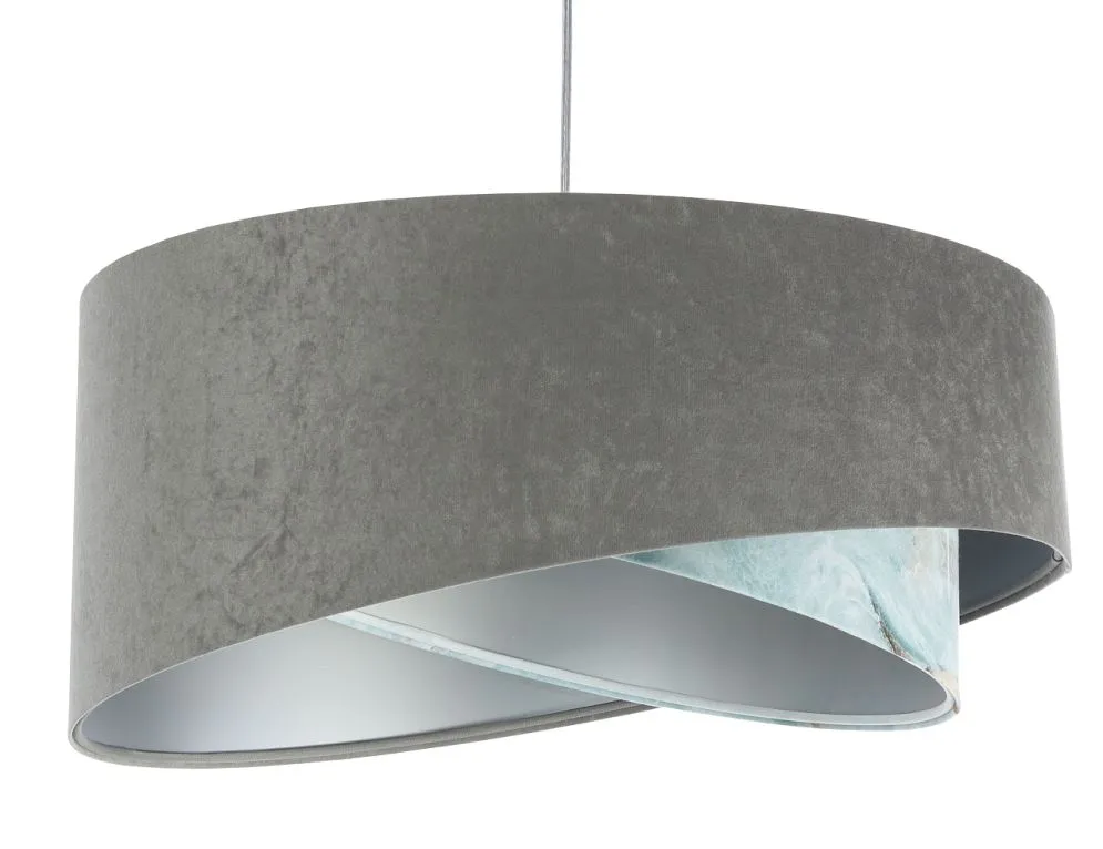 Lampa wisząca GRAY SEA szara/srebrna welurowa elegancka | MIRAT. w stylu kolekcja