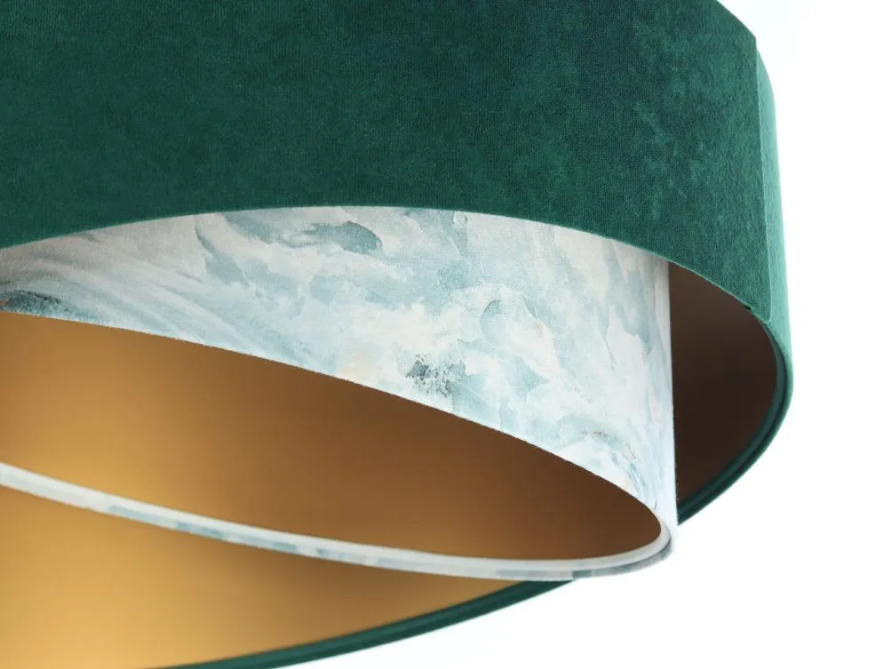Lampa wisząca MALACHITE zielona/złota welurowa asymetryczna | MIRAT. w stylu kolekcja