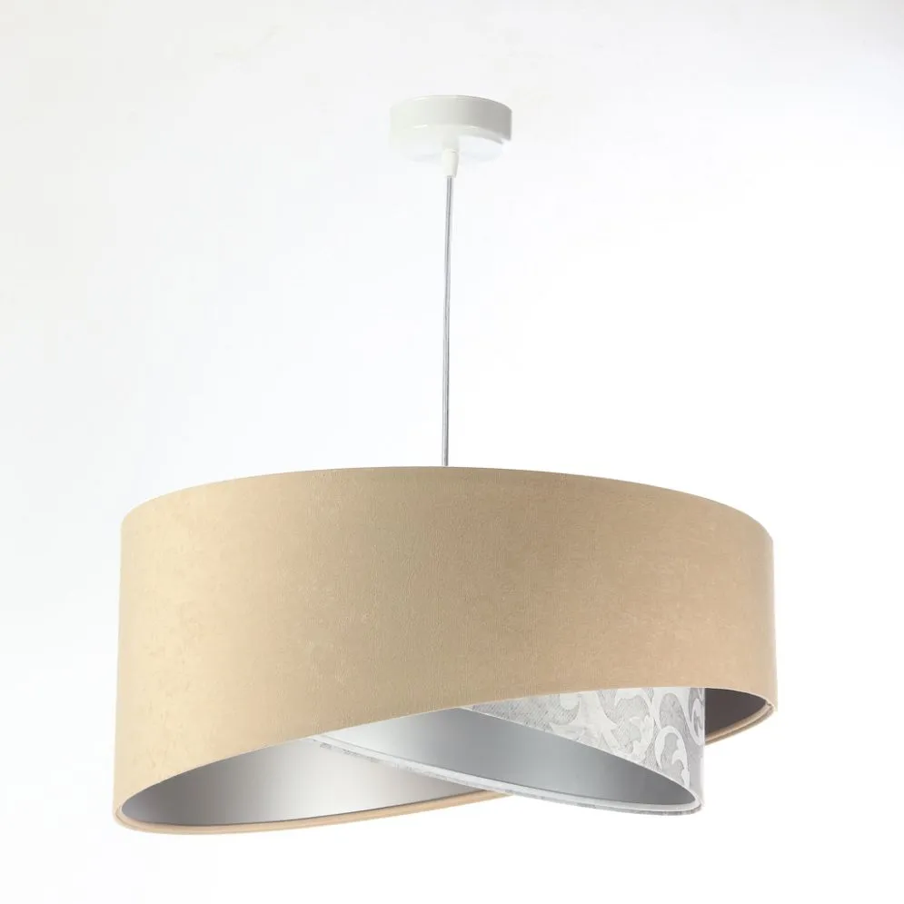 Lampa wisząca ALBIT beżowa srebrna trzykolorowa aksamitna | MIRAT. w stylu kolekcja