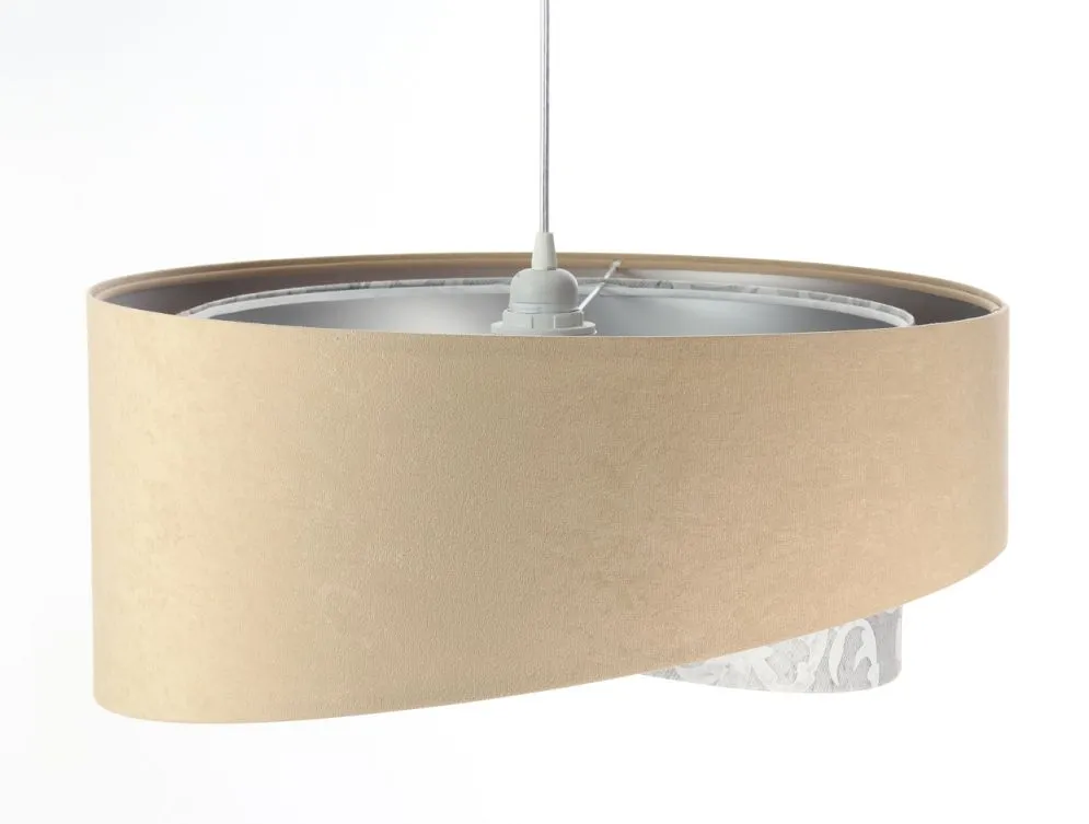 Lampa wisząca ALBIT beżowa srebrna trzykolorowa aksamitna | MIRAT. w stylu kolekcja