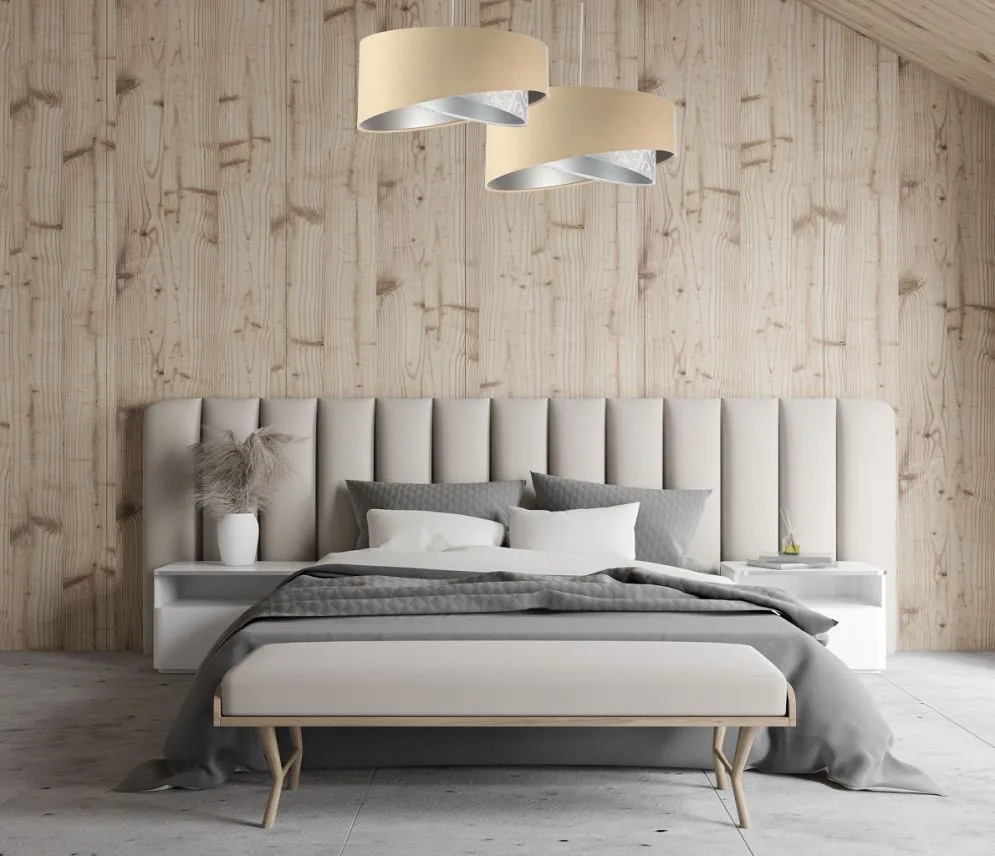 Lampa wisząca ALBIT beżowa srebrna trzykolorowa aksamitna | MIRAT. w stylu kolekcja