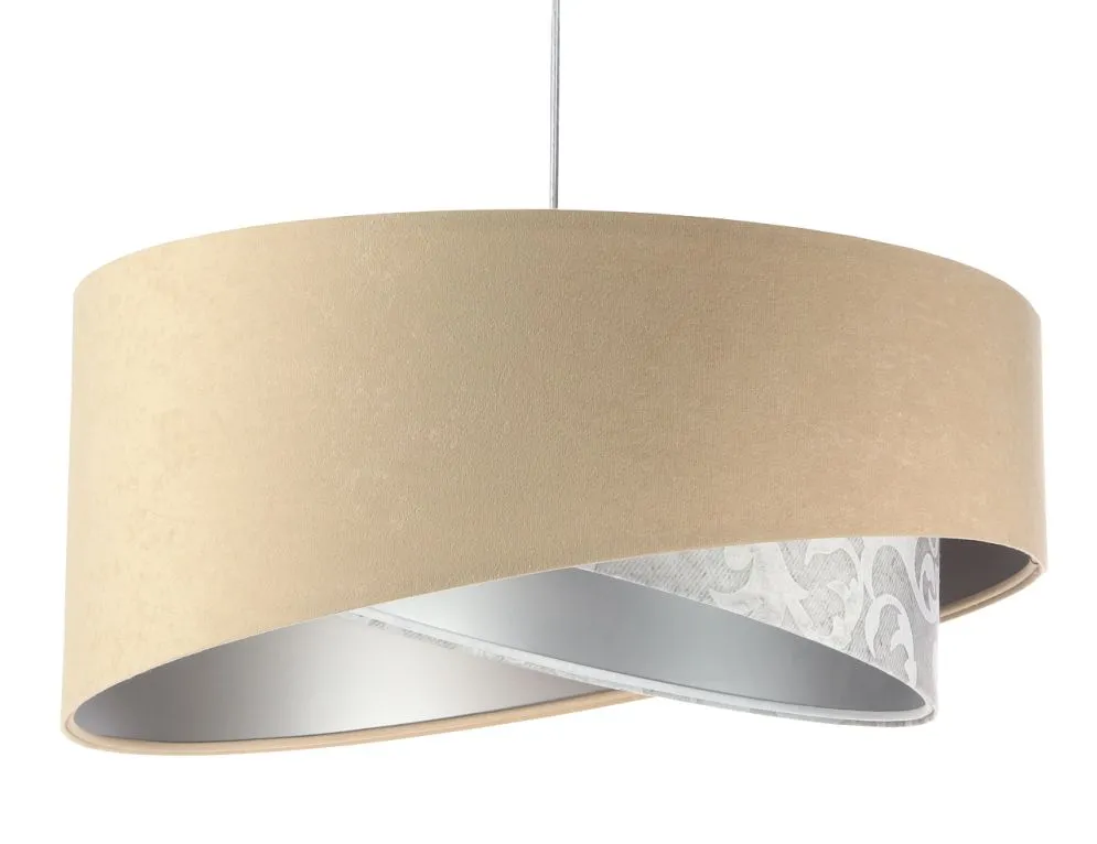 Lampa wisząca ALBIT beżowa srebrna trzykolorowa aksamitna | MIRAT. w stylu kolekcja