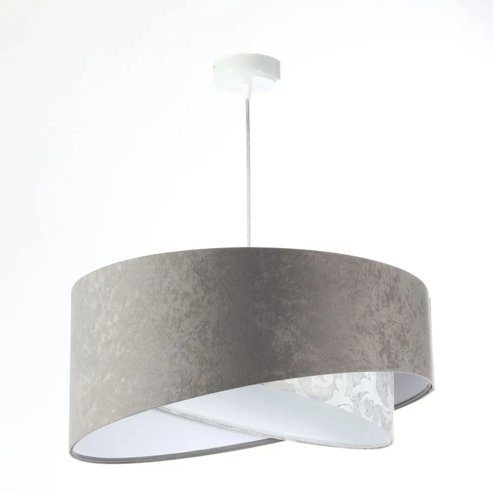 Lampa wisząca ALBIT szara/biała welurowa nowoczesna | MIRAT. w stylu kolekcja