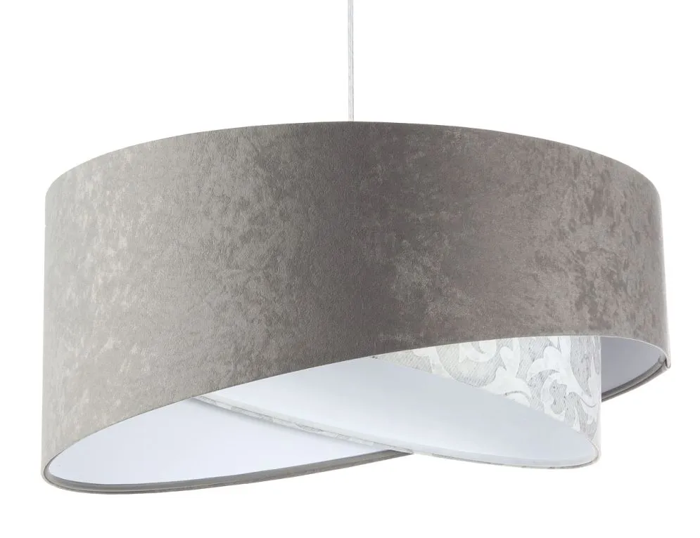 Lampa wisząca ALBIT szara/biała welurowa nowoczesna | MIRAT. w stylu kolekcja