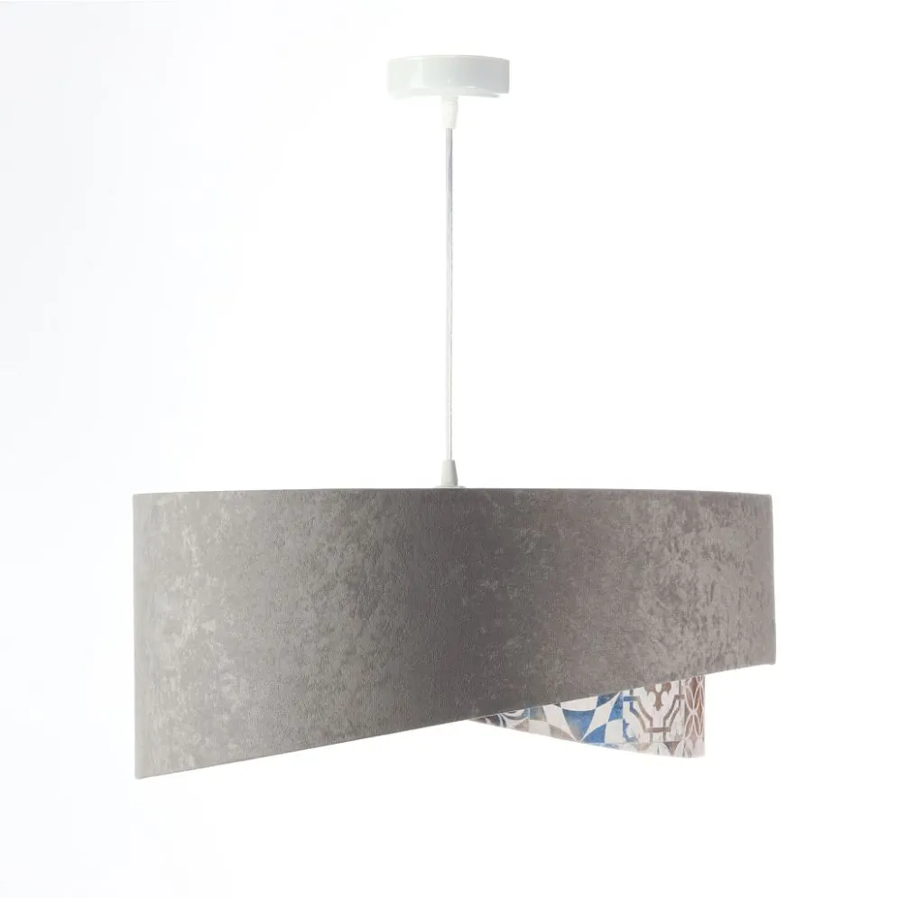 Lampa wisząca ASHES szara/srebrna aksamitna do salonu | MIRAT. w stylu  kolekcja