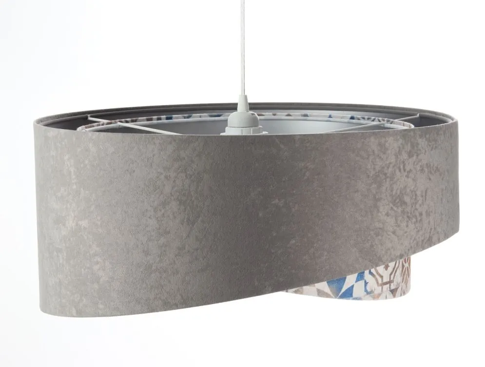 Lampa wisząca ASHES szara/srebrna aksamitna do salonu | MIRAT. w stylu  kolekcja