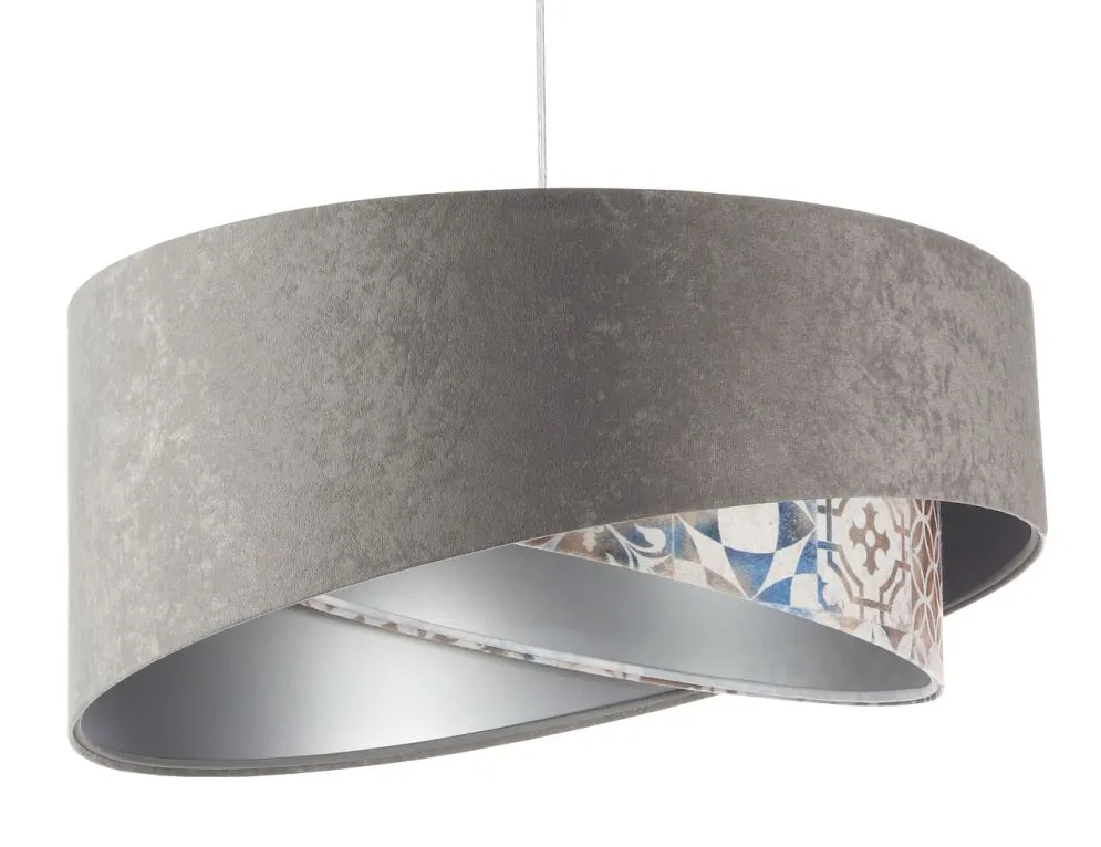Lampa wisząca ASHES szara/srebrna aksamitna do salonu | MIRAT. w stylu  kolekcja