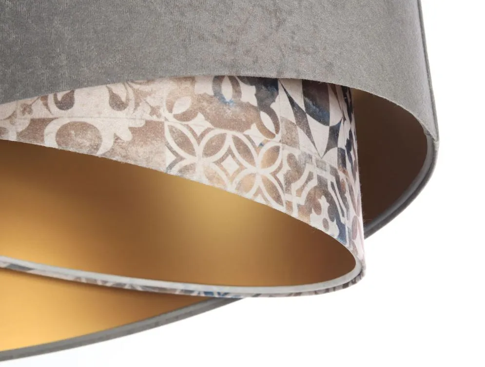 Lampa wisząca ASHES szara/złota welurowa do jadalni | MIRAT. w stylu kolekcja