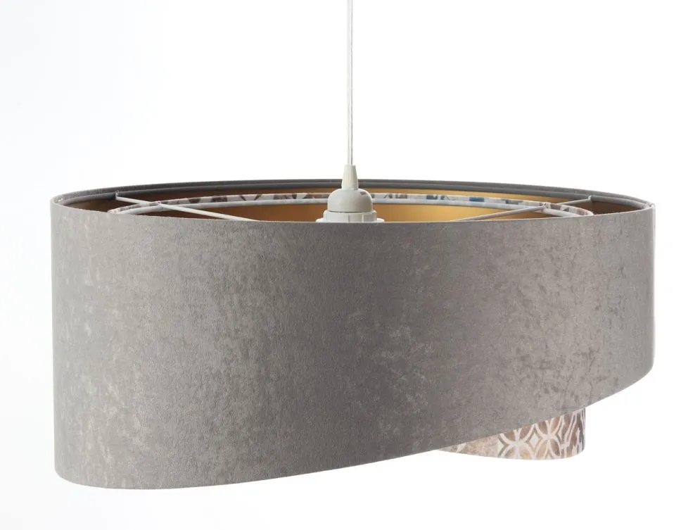 Lampa wisząca ASHES szara/złota welurowa do jadalni | MIRAT. w stylu kolekcja