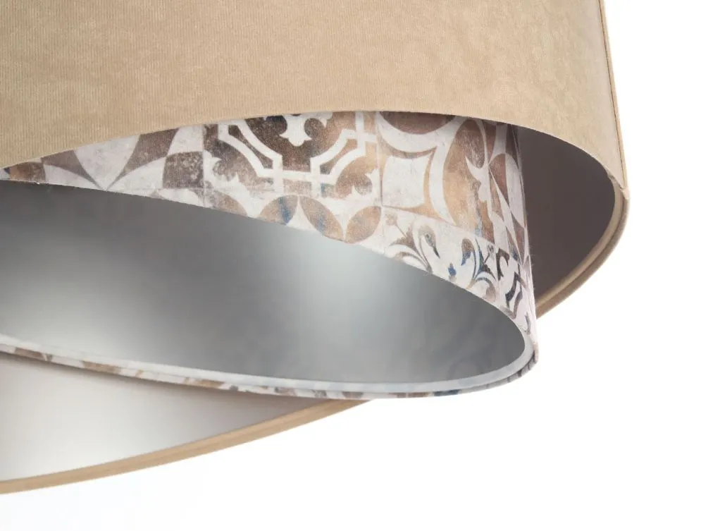 Lampa wisząca SANDERLING beżowa/srebrna welurowa do jadalni | MIRAT. w stylu kolekcja