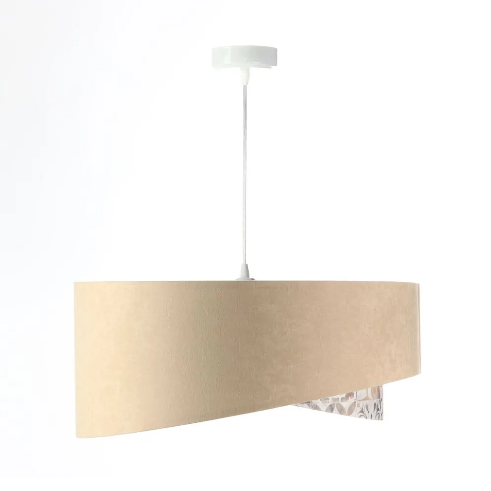 Lampa wisząca SANDERLING beżowa/srebrna welurowa do jadalni | MIRAT. w stylu kolekcja