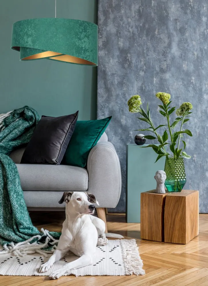 Lampa wisząca GEMSTONE zielona/złota w stylu glamour | MIRAT. w stylu kolekcja