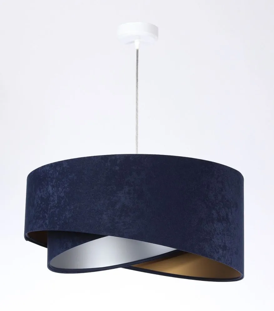 Lampa wisząca AGAU granatowa welurowa do salonu | MIRAT. w stylu kolekcja